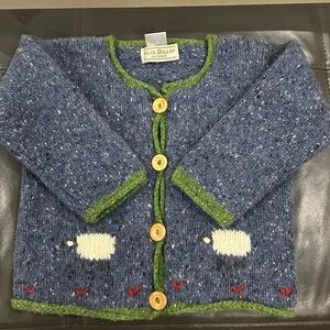 Julie Dillon Kids Blue Cardigan with Sheep Design